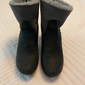 No.6 5" Pull on Shearling Clog Boot on High Heel in Green